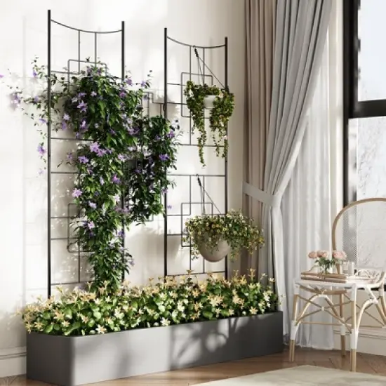 Elegant 2 Rack Baroque Iron Trellis for Climbing Plants, 1.6FT Tall Rustproof Garden Support for Roses, Vegetables, and Indoor Potted Plants image {4}