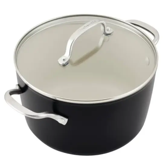 KitchenAid 10pc Hard Anodized Ceramic Nonstick Cookware Set Matte Black: Lifetime Warranty, Hand Wash, Gas Compatible image {11}