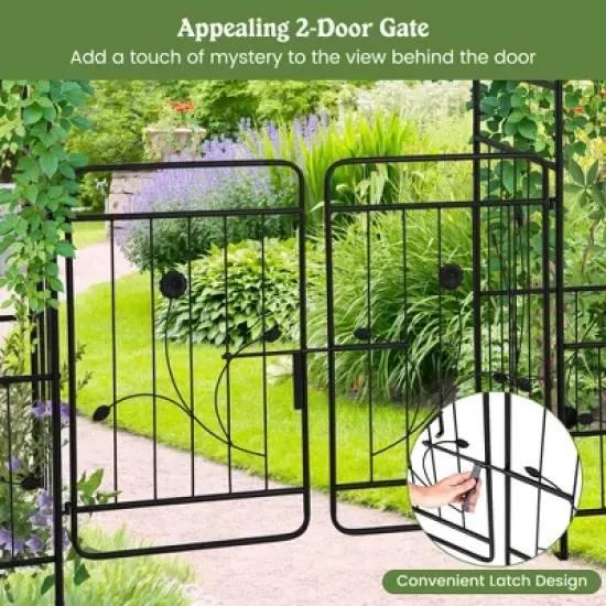 Costway 87" Garden Arbor Arched Lockable Gate Top Arbor Trellis with Side Planters image {7}