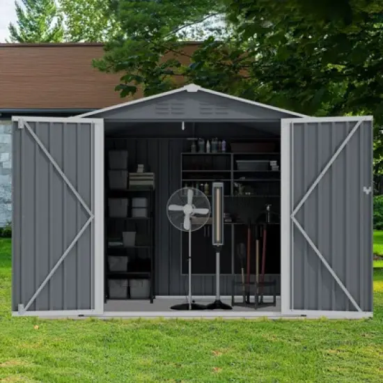 NicBex Outdoor Storage Shed Large Metal Tool Sheds with Sliding Doors and Air Vent for Backyard Patio Lawn to Store Bikes, Tools image {2}