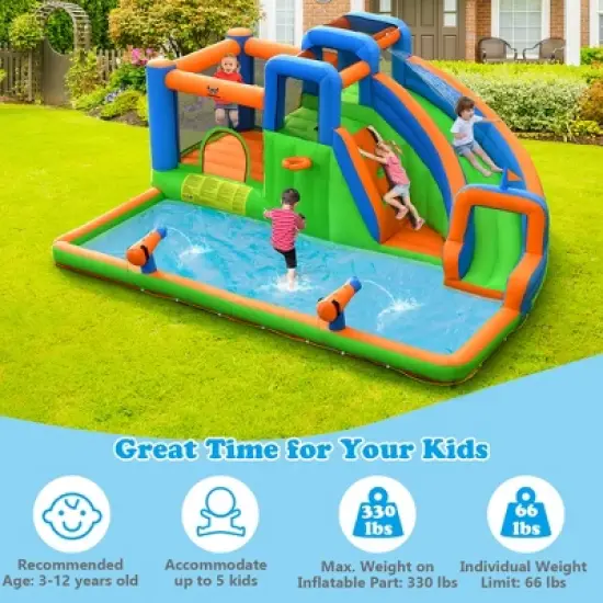 Costway Inflatable Water Slide Giant Bounce Castle w/Dual Climbing Walls Blower Excluded image {5}