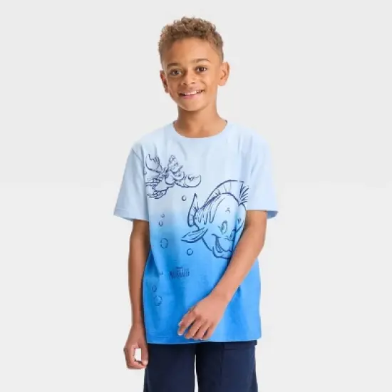 Boys' The Little Mermaid Flounder & Scuttle Short Sleeve Graphic T-Shirt - Light Blue image {3}