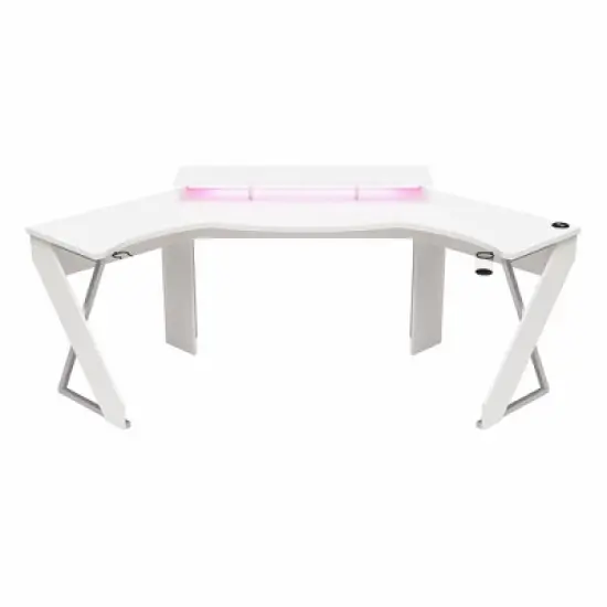 Xtreme Gaming Corner Desk with Riser & Led Light Kit White - NTENSE image {3}