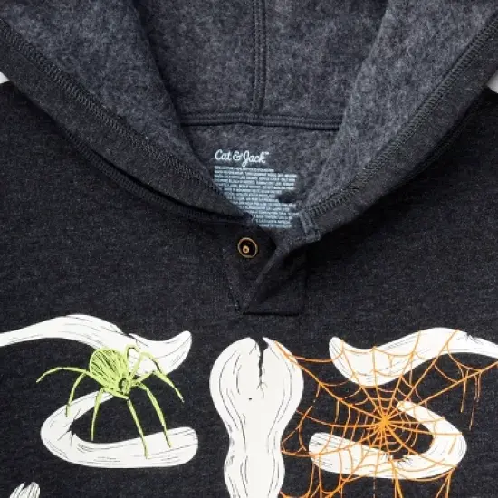 Kids' Adaptive Halloween Fleece Pullover Hoodie Sweatshirt - Cat & Jack&trade; Black image {2}