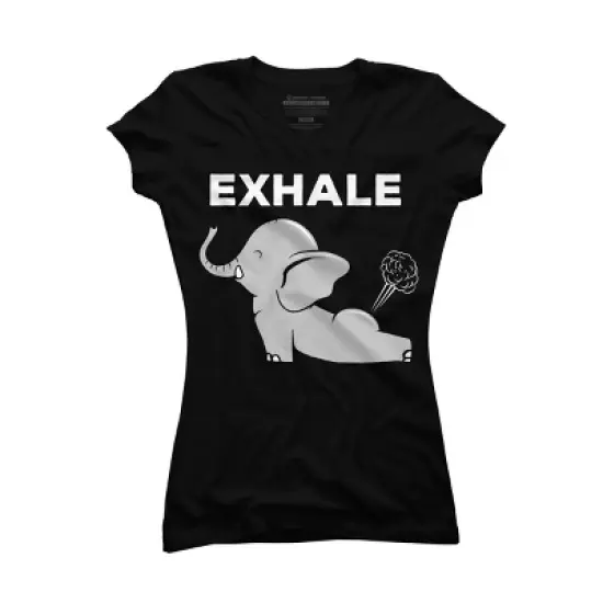 Junior's Design By Humans Exhale Elephant Beyond Yoga Meditation By JplusFunny T-Shirt image {3}