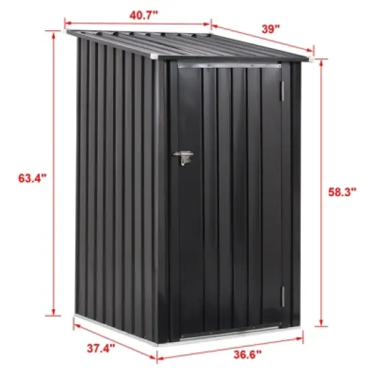 LOVSON 3 x 3ft Metal Steel Garden Tool Shed with Single Lockable Door Small Steel Storage Shed for Backyard, Deck and Garden Lawn image {4}