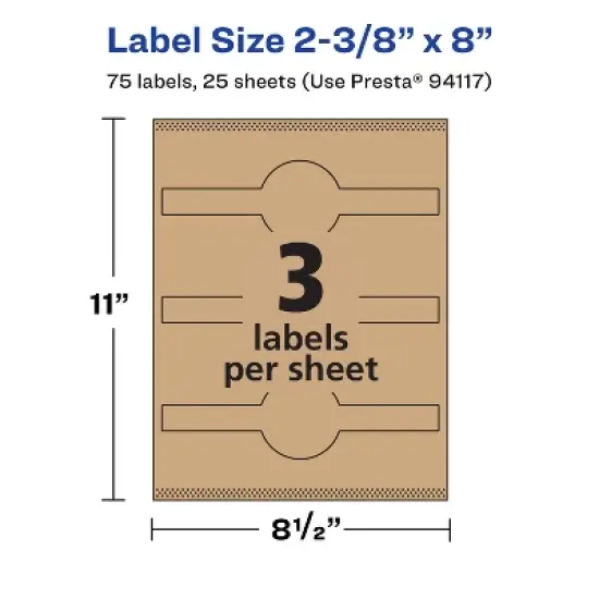 Avery Kraft Brown Wraparound Band Labels with Sure Feed, 2-3/8" x 8", 75 Kraft Brown Labels, Laser/Inkjet Printable Labels image {4}