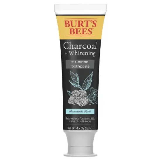Burt's Bees Toothpaste, Natural Flavor, Charcoal with Fluoride Toothpaste, Mountain Mint, 4.7 oz image {1}
