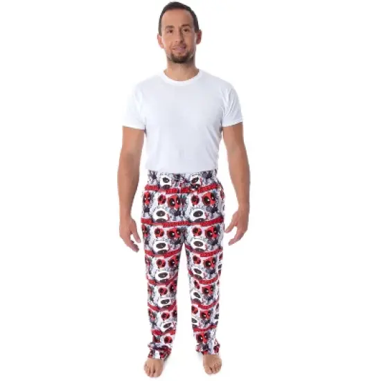 Marvel Men's Deadpool Chibi Character Print Adult Sleep Lounge Pajama Pants Chibi Deadpool image {3}