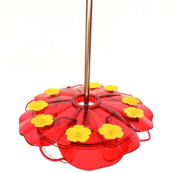 Ultimate Innovations 13" Flat Hibiscus Aluminum Hummingbird Feeders Yellow & Red image {1}