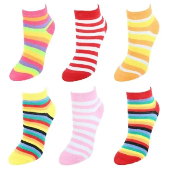 CTM Women's Multi-Color Striped Low Cut Socks (6 Pack) image {6}