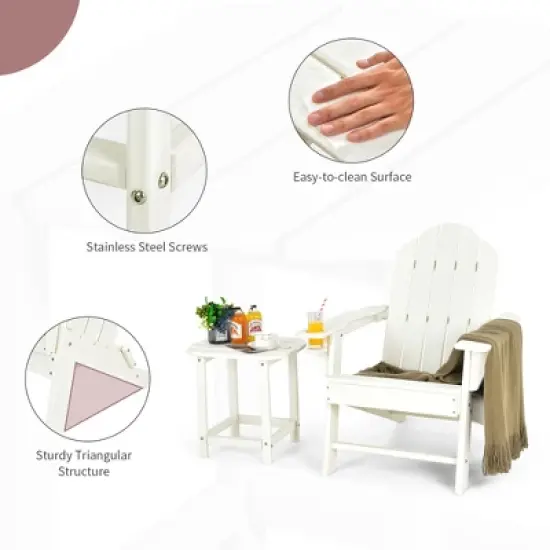 Costway 2PCS Patio Adirondack Chair Side Table Set Weather Resistant Cup Holder image {7}