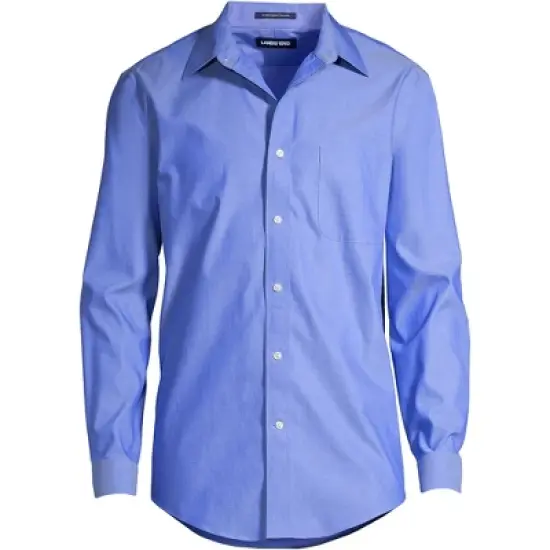 Lands' End Men's Solid No Iron Supima Pinpoint Straight Collar Dress Shirt image {2}