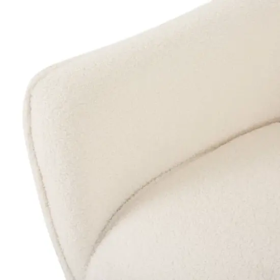 Alphonse Contemporary Boucle Fabric Arm Chair Ivory/Matte Black - Christopher Knight Home image {4}