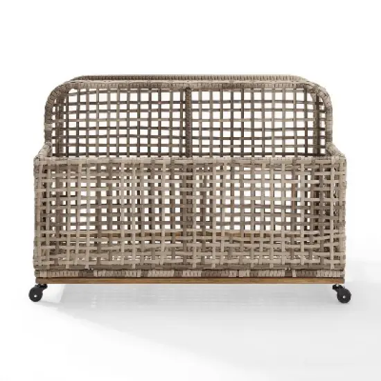 Ridley Outdoor Wicker & Metal Pool Storage Caddy - Gray - Crosley image {5}