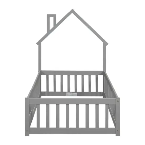 Okak Twin/Full Floor Bed with Adventure-Ready Tent Roof - Bed Frame with Safety Guardrails, Kids Bedroom image {3}