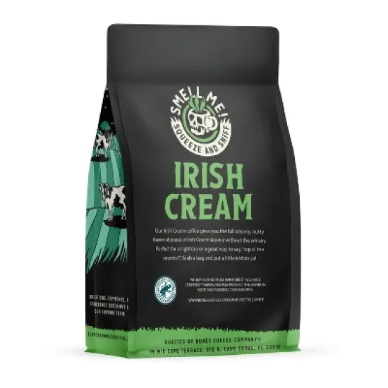 Bones Coffee Company Irish Cream Ground Coffee Beans Nutty Flavor 12 oz Medium Roast (Ground) image {1}