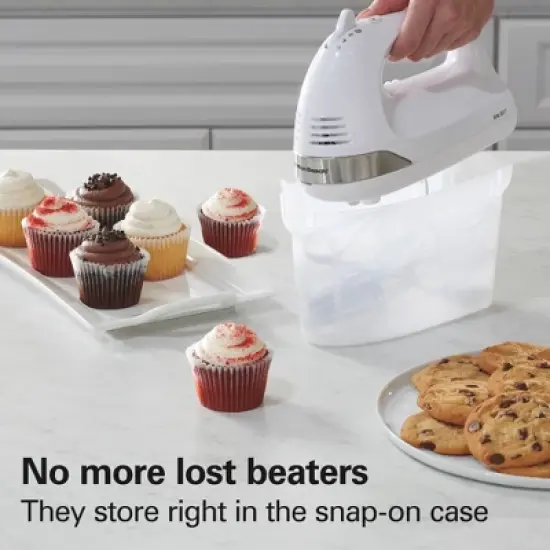 Hamilton Beach 6 Speed Hand Mixer Snap-On Case White 62629: Handheld Mixer for Kitchen, 275W, Dishwasher-Safe Parts image {3}