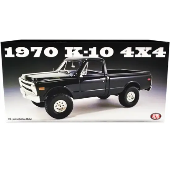 1970 Chevrolet K10 4x4 Pickup Truck Black Limited Edition to 1050 pieces Worldwide 1/18 Diecast Model Car by ACME image {5}