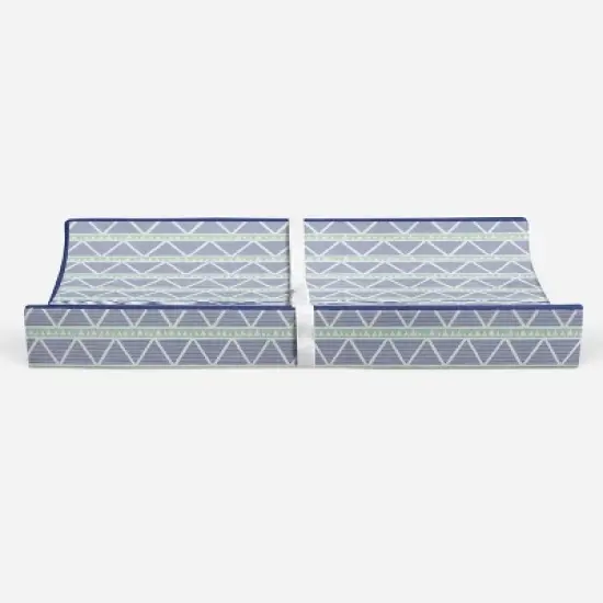 Bacati - Emma Mint/Navy Large Triangles Quilted Muslin Changing Pad Cover image {5}