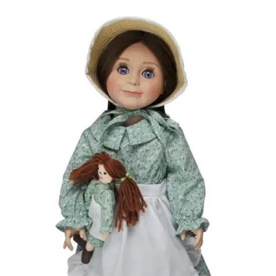 The Queen's Treasures 18 Inch Green Calico Prairie Dress, Apron, and Bonnet image {7}