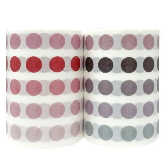 Wrapables Colorful Dots Washi Tape, Round Circle Stickers for Scrapbooking, Planners, Bullet Points, and Journals 6M Total (Set of 2) image {1}