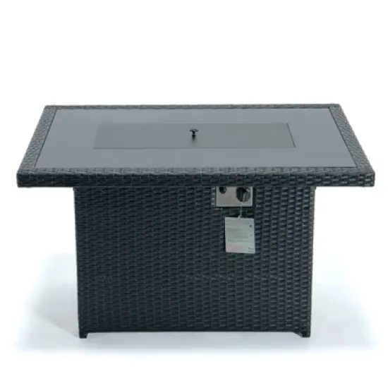 LeisureMod Mace Wicker Modern Patio Propane Fire Pit Table &ndash; Outdoor Heating Table for Patio, Deck, Balcony, Backyard, Garden, and Poolside Spaces image {5}