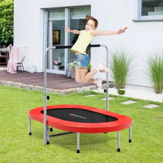 Infans 50" Trampoline for 2 People Foldable Rebouncer w/Adjustable Handrail Red image {1}