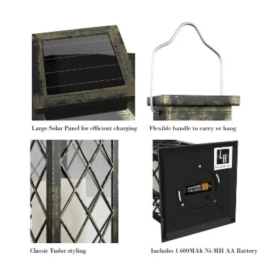 Hastings Home Solar Powered LED Lantern - Antique Bronze image {5}