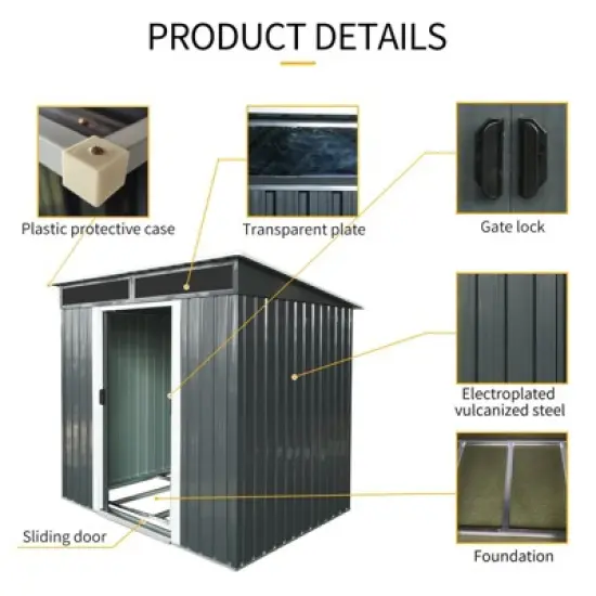 NicBex 6x5 FT Outdoor Storage Shed,Metal Outdoor Shed with Window Transparent Plate,Storage Sheds for Garden image {3}