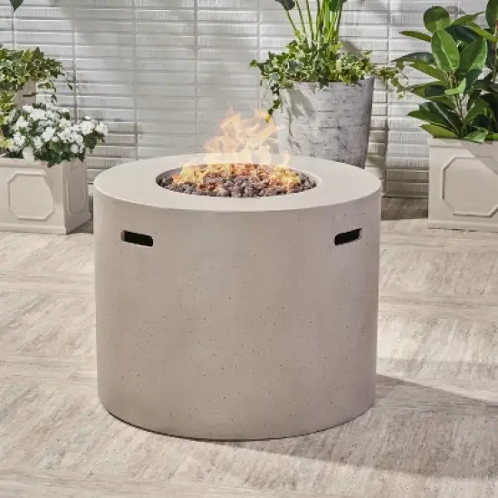 31 Inch Round Outdoor Fire Pit with 40,000 BTU and Hand Crafted Concrete Design image {15}