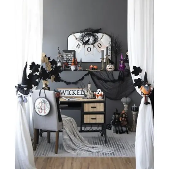 Yukimo 6.3x4.3x16" Fabric Standing Orange Gnome W/Black Gnome & Holding Banner, for Halloween Decor image {13}