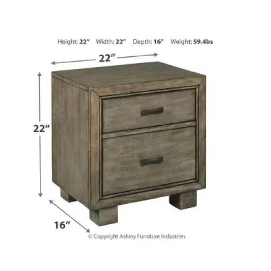 Arnett Two Drawer Nightstand Gray - Signature Design by Ashley image {3}
