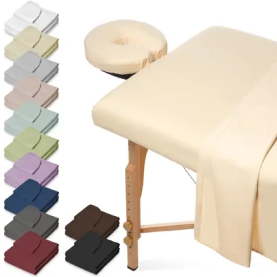 Saloniture 3-Piece Microfiber Massage Table Sheet Set, Includes Flat and Fitted Sheets with Face Cradle Cover image {6}