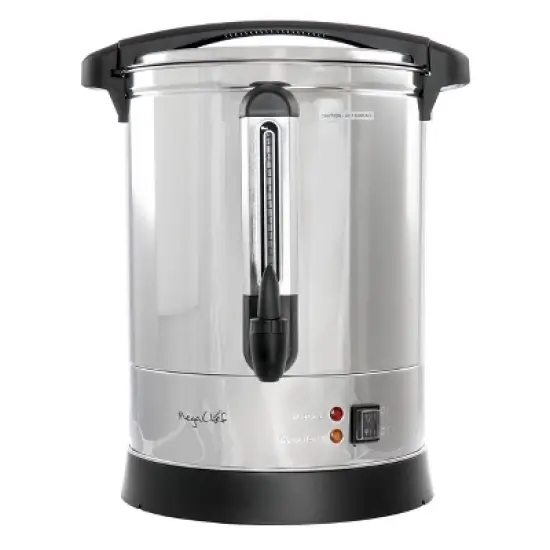 MegaChef 100 Cup Stainless Steel Coffee Urn: Electric Coffee Maker with Locking Lid, Cool Touch Handle, BPA-Free, Silver image {2}