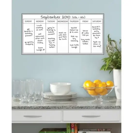 Wall Pops!  Dry Erase Calendar Decal Weekly - White image {2}