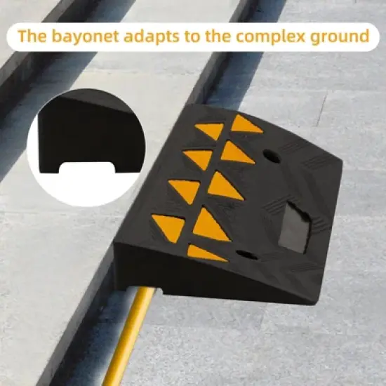 2 Pack Heavy Duty Rubber Curb Ramp - 15 Ton (33,000 lbs) Capacity Car Ramp, Durable Rubber Bridge Threshold Ramp for Loading Dock, Garage & Sidewalk image {6}