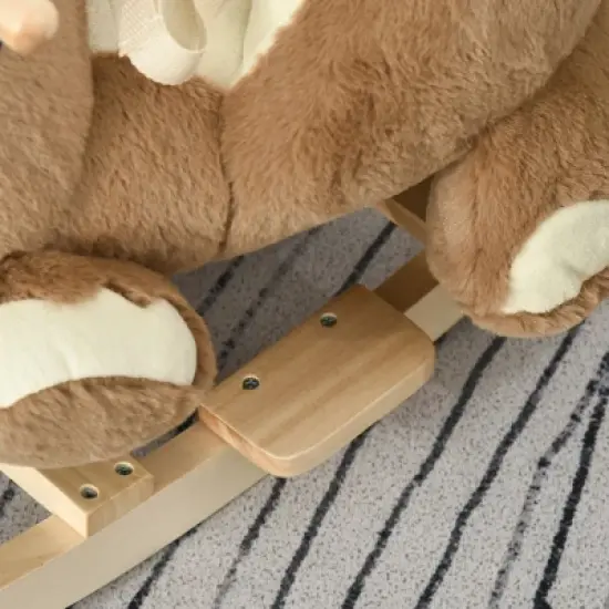 Qaba Kids Ride-On Rocking Horse Toy Bear Style Rocker with Fun Music & Soft Plush Fabric for Children 18-36 Months image {4}