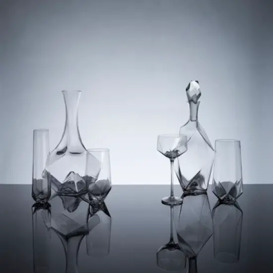 Viski Raye Faceted Crystal Wine Glasses Set of 2 image {6}