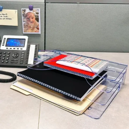 Azar Displays Three Tier File and Brochure Desktop Wall Organizer Holder with Dividers image {2}