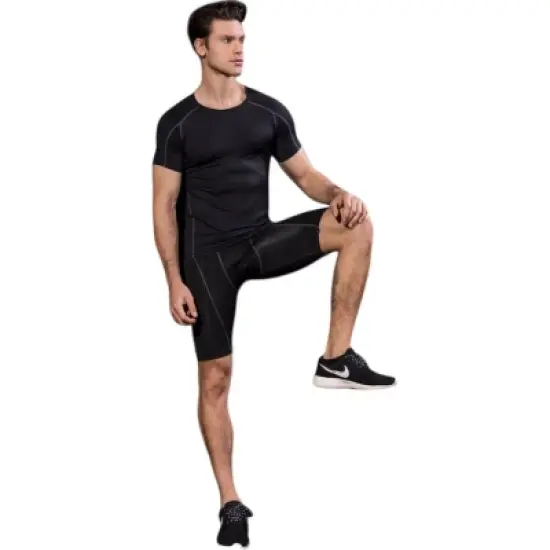 Anna-Kaci Active Men's Compression Short Sleeve Athletic T-Shirt with Moisture-Wicking Stretch Fabric for Training and Workouts image {4}