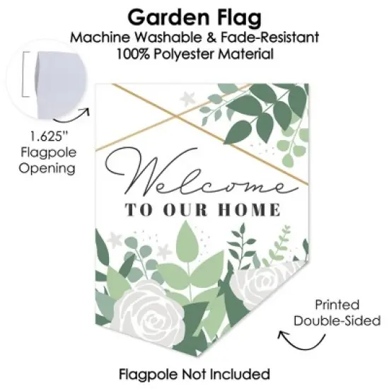 Big Dot of Happiness Boho Botanical - Outdoor Home Decorations - Double-Sided Greenery Party Garden Flag - 12 x 15.25 inches image {2}