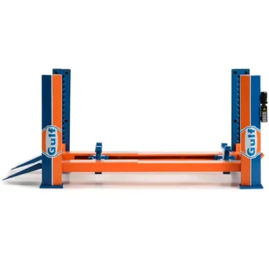 Adjustable Four Post Lift "Gulf Oil #2" Blue and Orange for 1/18 Scale Diecast Model Cars by Greenlight image {3}