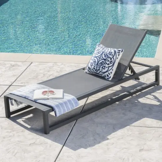 Christopher Knight Home Mottetta Outdoor Mesh and Aluminum Armless Adjustable Chaise Lounge image {10}