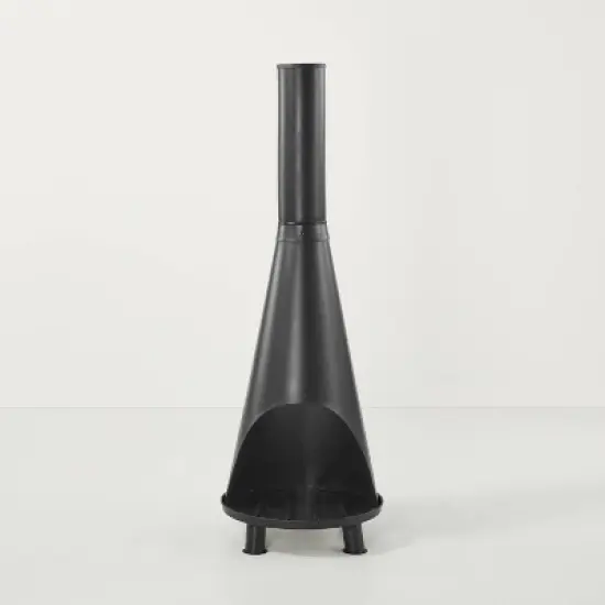 Wood Burning Outdoor Metal Fire Pit Chimenea Black - Hearth & Hand&trade; with Magnolia image {2}