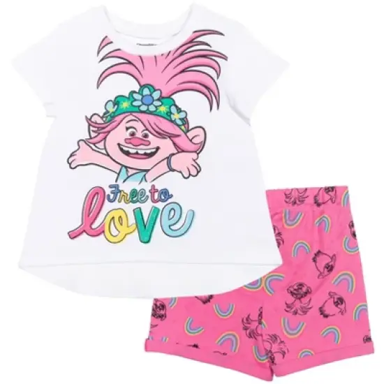 DreamWorks Trolls Poppy Girls T-Shirt and French Terry Shorts Outfit Set Little Kid to Big Kid  image {7}