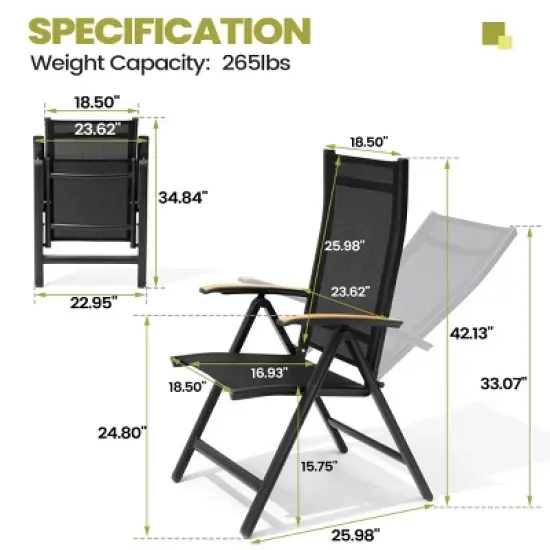 Crestlive Products Outdoor Dining Set Patio Dining Table with folding Dining Chairs Wooden-Like Top and Aluminum Frame Umbrella Hole image {1}
