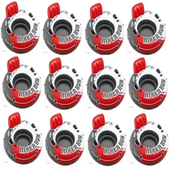 Intex Red River Run 1 Fire Edition Sport Lounge, Inflatable Water Float, 53" Diameter 12 Pack image {1}