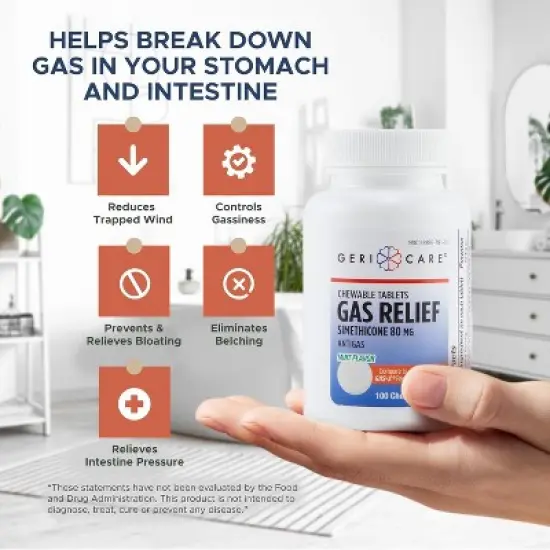 Geri Care - Simethicone Chewable Gas-Relief Tablets 80mg, 100 Count image {4}
