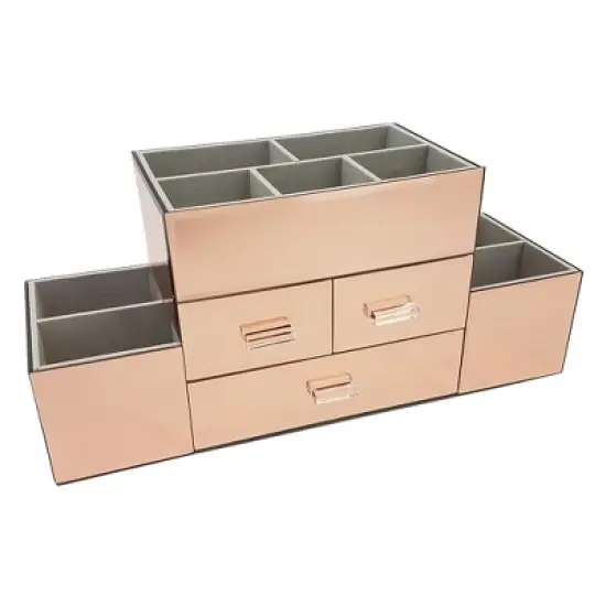 OnDisplay Amara Tiered 3 Drawer Mirrored Makeup/Jewelry Organizer image {2}